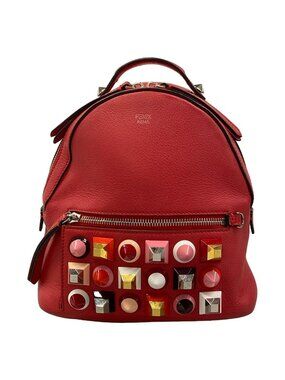 fendi mini studded backpack Valentine Grained calfskin backpack in black Fendi Black Leather Mini Studded